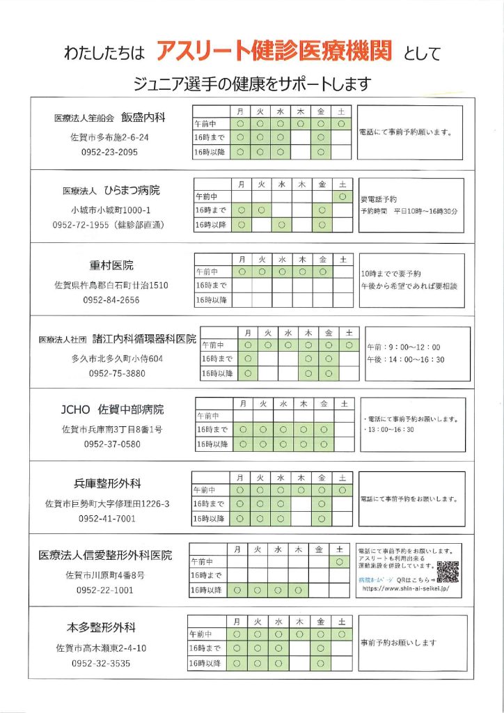 令和7年度　アスリート健診
